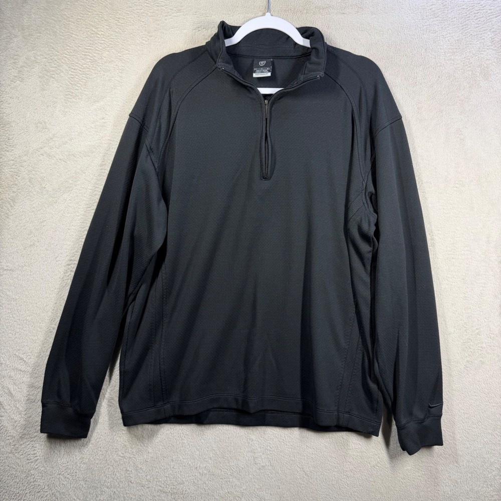 Nike Golf 1/4 Zip Pullover Mens Large Black Sphere Dry Mock Neck Long Sleeve